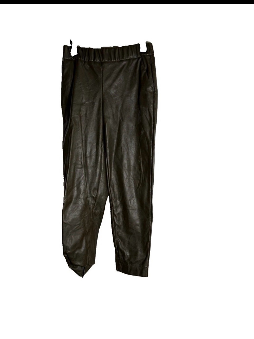 Women’s deep green Faux Leather Jogger Pants